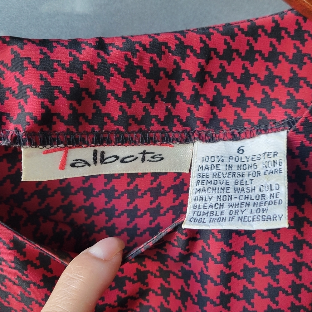 Vintage 1990's Talbots Midi Dress Size 6 Checkerboard Pattern Pleated A Line - Picture 2 of 11